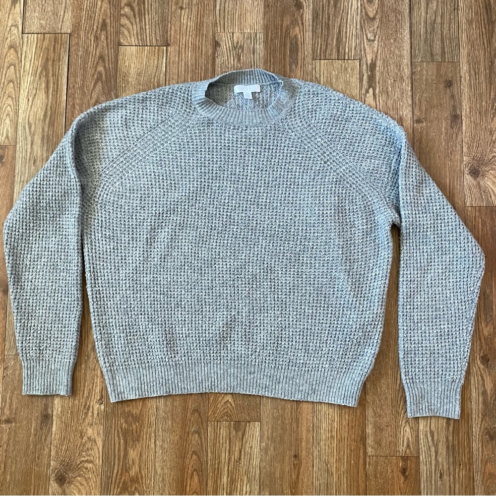 Abound Waffle Knit Gray Crew Neck Comfortcore Minimalist Sweater XS Fall